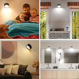 Battery Operated Wall Sconce, Rechargeable LED Wall Mounted Lights with Remote, Touch and 360° Rotate Dimmable, Magnetic Wall Sconce Lamp 3 Colors for Bedroom Bedside