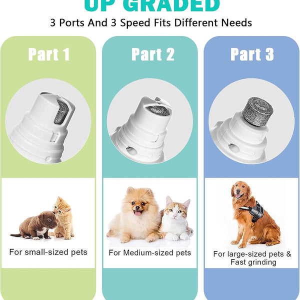 SGQCAR Dog Nail Grinder with Clippers,3-Speed Electric Rechargeable Dog Nail Trimmer with 2 LED Light,Quiet Painless Paws Grooming&Smoothing,Pet Nail Grinder for Small,Medium and Large Dogs&Cats