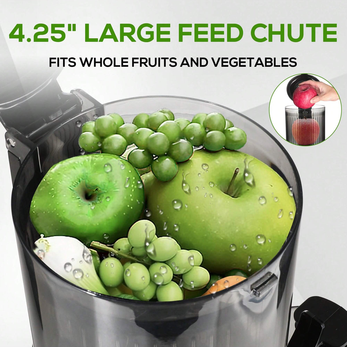 Salibarry Cold Press Juicer, Slow Masticating Juicer Machines with 4.1" Large Feed Chute Fit Whole Vegetable & Fruit, Self Feeding Blender Easy to Clean, 98% Juice Purity,Quiet Motor Fruit Presses for Household Purposes
