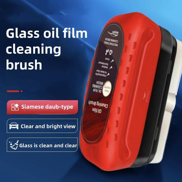 Automotive Oil Film Cleaning Brush Car Window Cleaner Improves Clarity and Visibility (1Brush+Replenish100Ml) Free 4 Silent Silicone Mats for Closing Car Doors+1 Night Light Car Tattoo Sticker