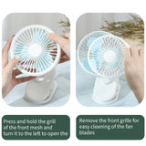 Mini Clip on Fan, Small Powerful USB Desk Fan, 3 Speeds Adjustable, 270 ° Adjustable, Personal Cooling Fan, Portable Fan for Home Office Stroller Camping