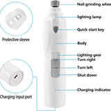 SGQCAR Dog Nail Grinder with Clippers,3-Speed Electric Rechargeable Dog Nail Trimmer with 2 LED Light,Quiet Painless Paws Grooming&Smoothing,Pet Nail Grinder for Small,Medium and Large Dogs&Cats