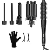 Curling Iron Set 5 in 1,  Curling Wand Set with Thermal Brush and 4 Interchangeable Ceramic Curling Wand(0.35