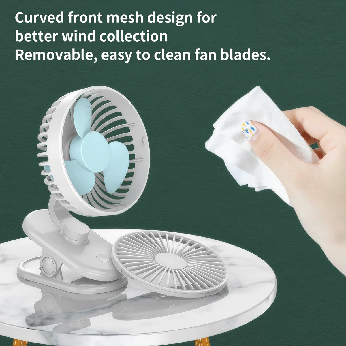 Mini Clip on Fan, Small Powerful USB Desk Fan, 3 Speeds Adjustable, 270 ° Adjustable, Personal Cooling Fan, Portable Fan for Home Office Stroller Camping