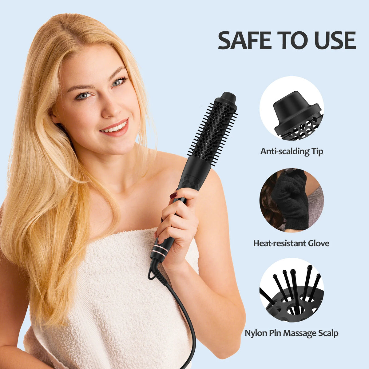 Curling Iron Set 5 in 1,  Curling Wand Set with Thermal Brush and 4 Interchangeable Ceramic Curling Wand(0.35"-1.25")