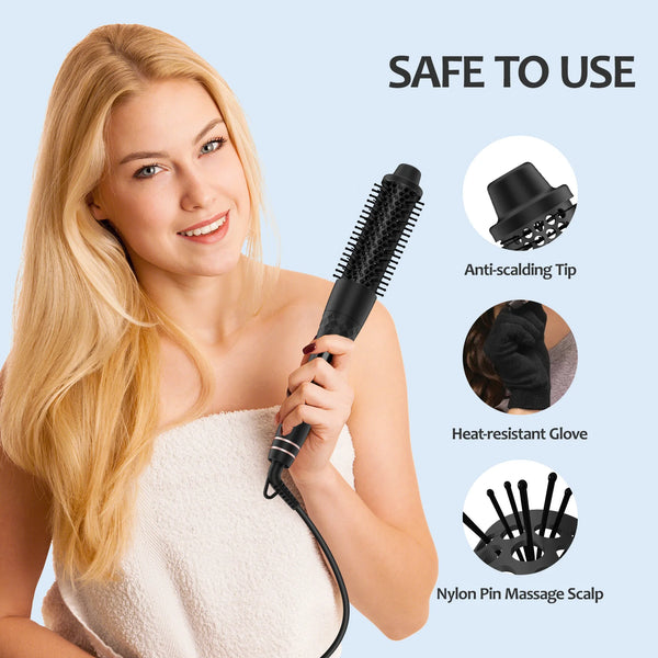 Curling Iron Set 5 in 1,  Curling Wand Set with Thermal Brush and 4 Interchangeable Ceramic Curling Wand(0.35"-1.25")
