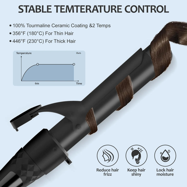 Curling Iron Set 5 in 1,  Curling Wand Set with Thermal Brush and 4 Interchangeable Ceramic Curling Wand(0.35"-1.25")