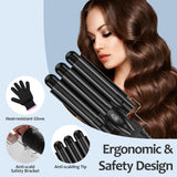 Curling Iron Set 5 in 1,  Curling Wand Set with Thermal Brush and 4 Interchangeable Ceramic Curling Wand(0.35