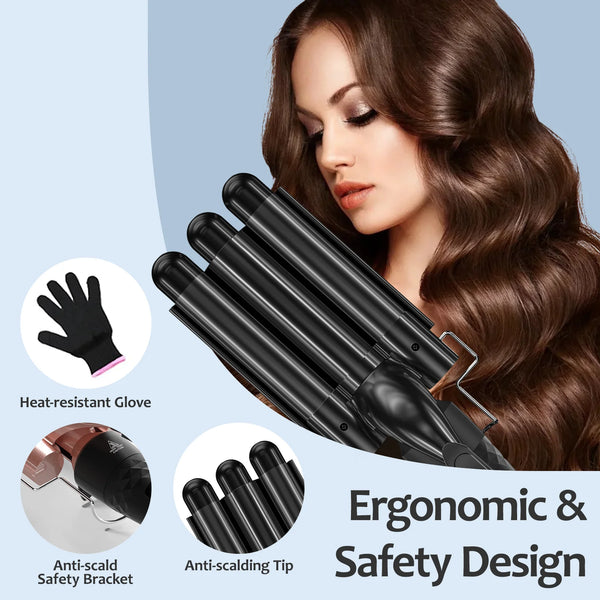 Curling Iron Set 5 in 1,  Curling Wand Set with Thermal Brush and 4 Interchangeable Ceramic Curling Wand(0.35"-1.25")