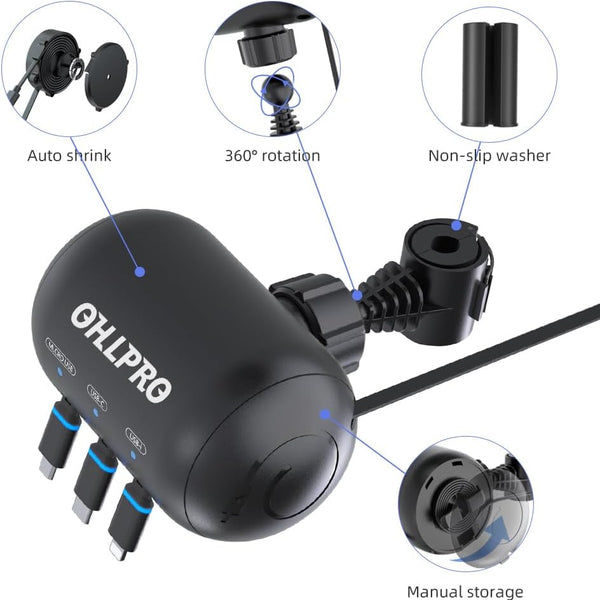 Multi Car Retractable Backseat 3 in 1 Car Charging Station Box Compatible with All Phones | Iphone | Samsung | Uber Taxi Lyft Turo Ride Share Customer Charging Dock Attach to Headrest