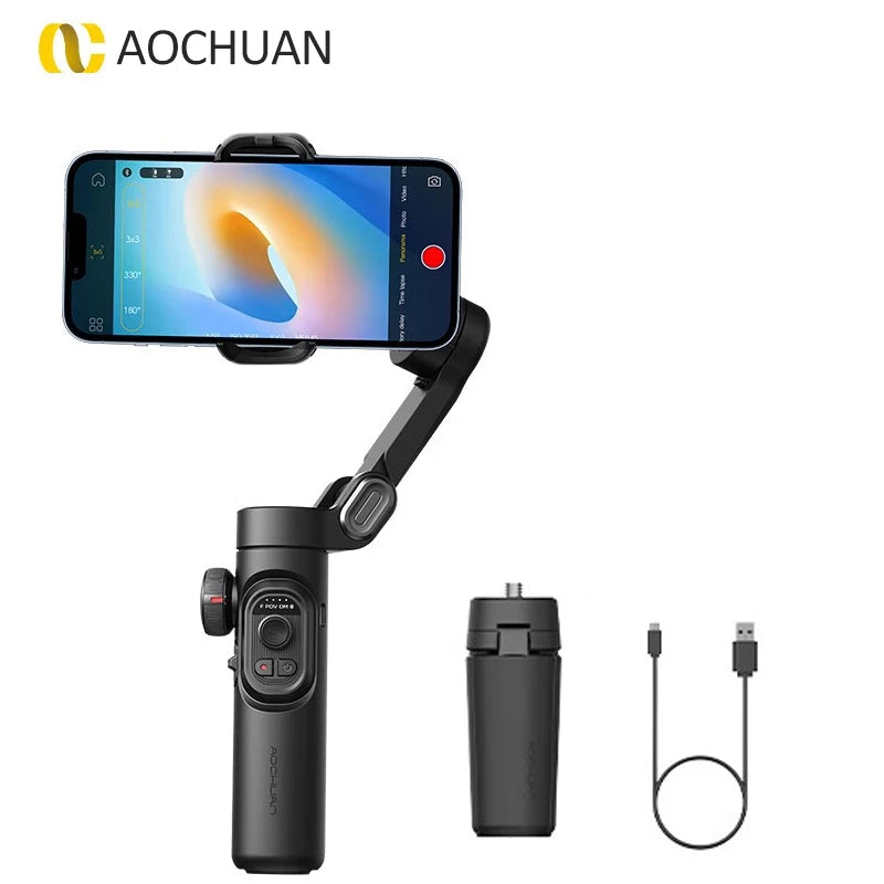 AOCHUAN Smart XE 3-Axis Gimbal Stabilizer Foldable Selfie Stick APP Control Handheld Stabilizer for Cell Phone Smartphone Mobile