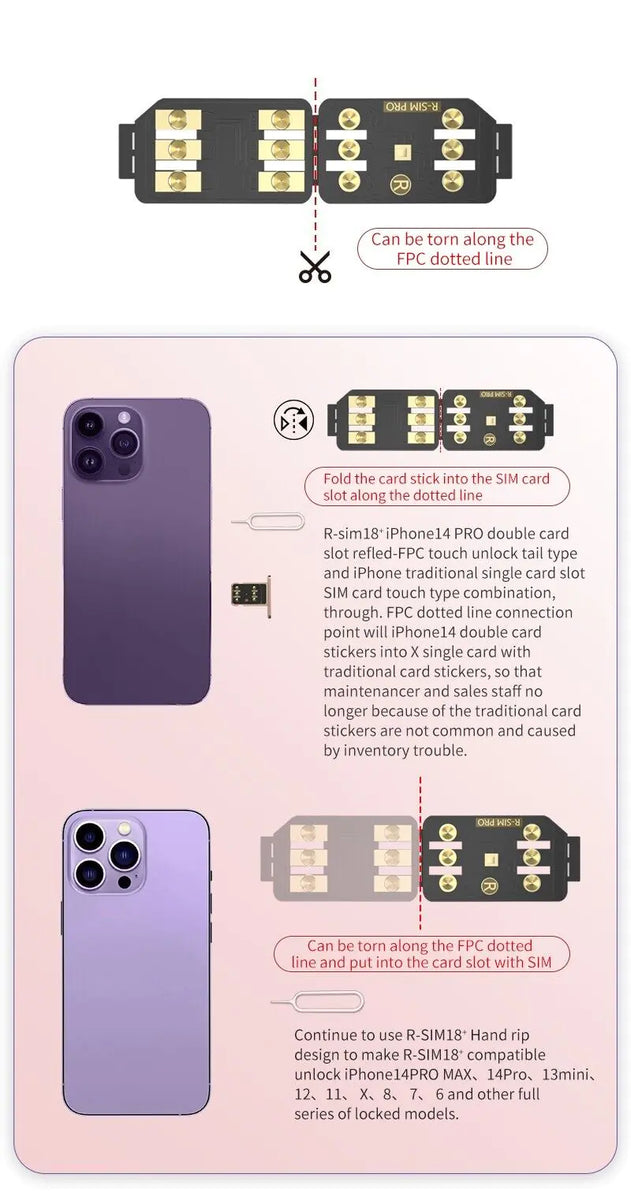 R-SIM18+ RSIM 18+ Nano Unlock Card For iPhone 14 Plus 13 12 11 Pro Max XR iOS 16