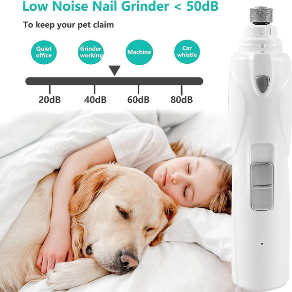 SGQCAR Dog Nail Grinder with Clippers,3-Speed Electric Rechargeable Dog Nail Trimmer with 2 LED Light,Quiet Painless Paws Grooming&Smoothing,Pet Nail Grinder for Small,Medium and Large Dogs&Cats