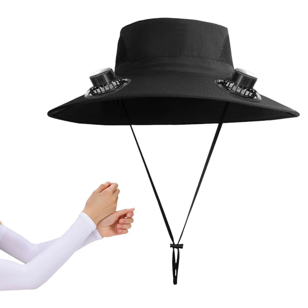 Solar Fan Hat with 2 Solar Fans,Usb Charging,2 Speeds, Mens & Women Summer UV Protection Wide Brim Fishing Cowboy Hats, Fan Hat for Beach Garden Outdoor Sports