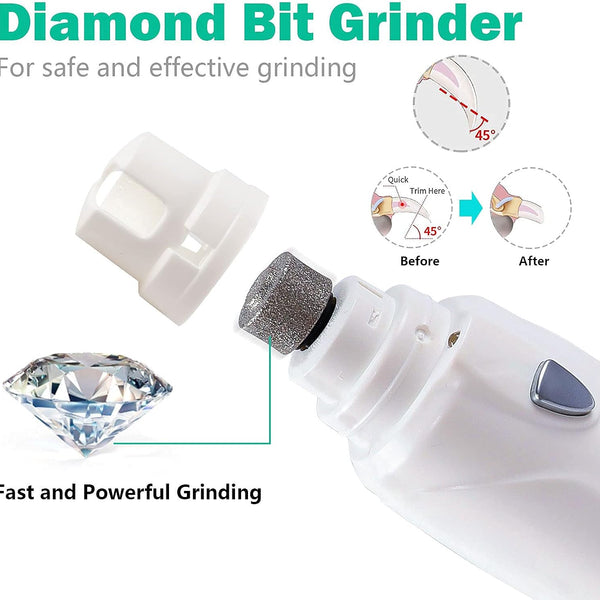 SGQCAR Dog Nail Grinder with Clippers,3-Speed Electric Rechargeable Dog Nail Trimmer with 2 LED Light,Quiet Painless Paws Grooming&Smoothing,Pet Nail Grinder for Small,Medium and Large Dogs&Cats