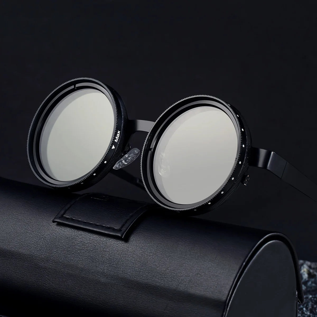 New ND2-400 9 Level Adjustable Dimming Polarized Sunglasses Men Women Punk round Glasses Driving Eyeglasses ND Filter