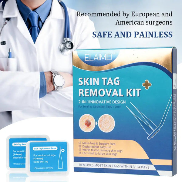 2 in 1 Auto Skin Tag Removal Kit Painless Mole Wart Remover Equipment Micro Skin Tag Treatment Tool Easy to Clean Skin Care Tool