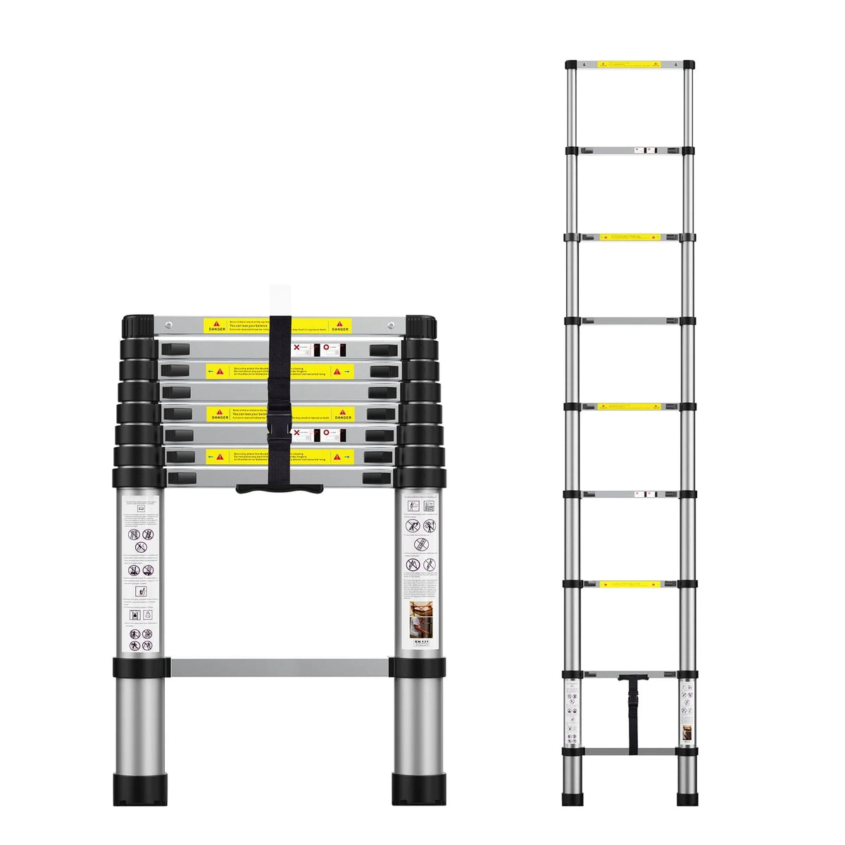 Telescoping Extension Aluminum Ladder 8.5FT 330Lb Capacity 9 Steps