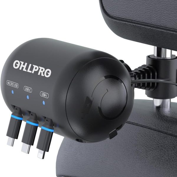 Multi Car Retractable Backseat 3 in 1 Car Charging Station Box Compatible with All Phones | Iphone | Samsung | Uber Taxi Lyft Turo Ride Share Customer Charging Dock Attach to Headrest
