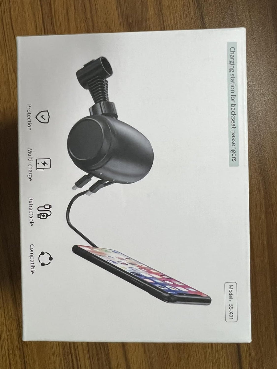 Multi Car Retractable Backseat 3 in 1 Car Charging Station Box Compatible with All Phones | Iphone | Samsung | Uber Taxi Lyft Turo Ride Share Customer Charging Dock Attach to Headrest