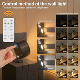 Battery Operated Wall Sconce, Rechargeable LED Wall Mounted Lights with Remote, Touch and 360° Rotate Dimmable, Magnetic Wall Sconce Lamp 3 Colors for Bedroom Bedside